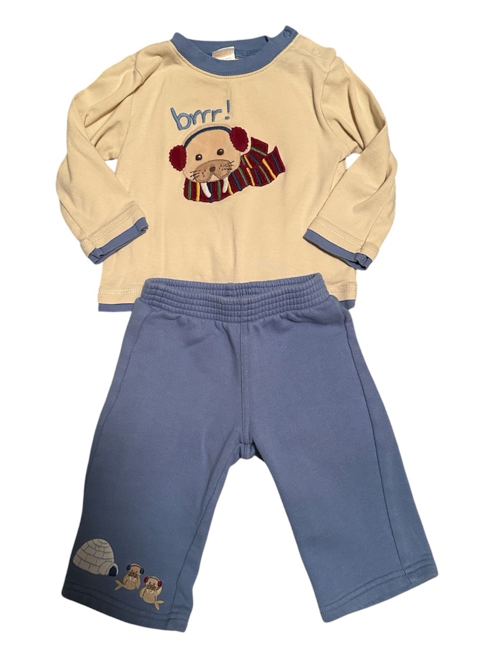 Gymboree Beige & Periwinkle Brrr! Two-Piece Baby Set- Size 12-18M